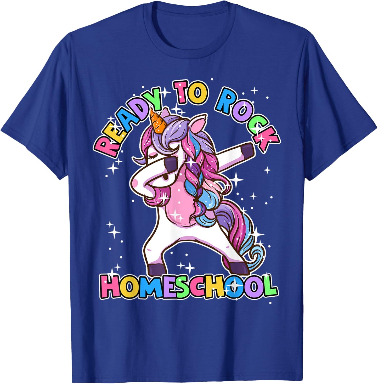 Homeschool Unicorn First Day Of School Outfit Girls T-Shirt - T-Shirt | Royal