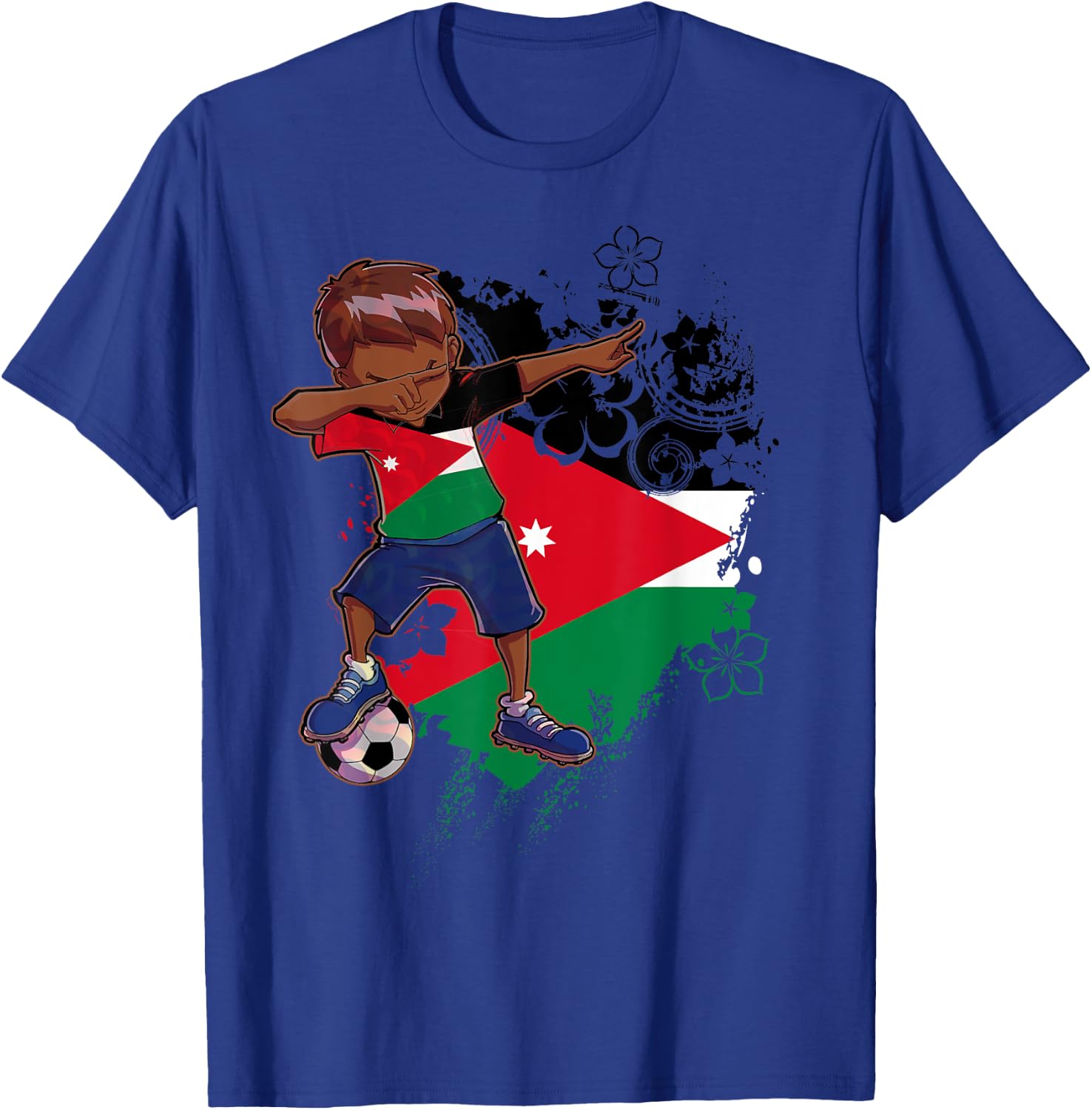Dabbing Boy Jordanian Jordan Flag Kids Dab Dance T-Shirt - T-Shirt | Royal