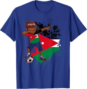 Dabbing Boy Jordanian Jordan Flag Kids Dab Dance T-Shirt - T-Shirt | Royal