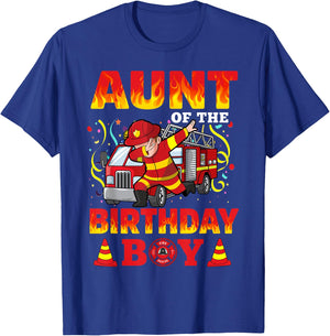 Aunt Of The Birthday Boy Fire Truck Firefighter Boys T-Shirt - T-Shirt | Royal