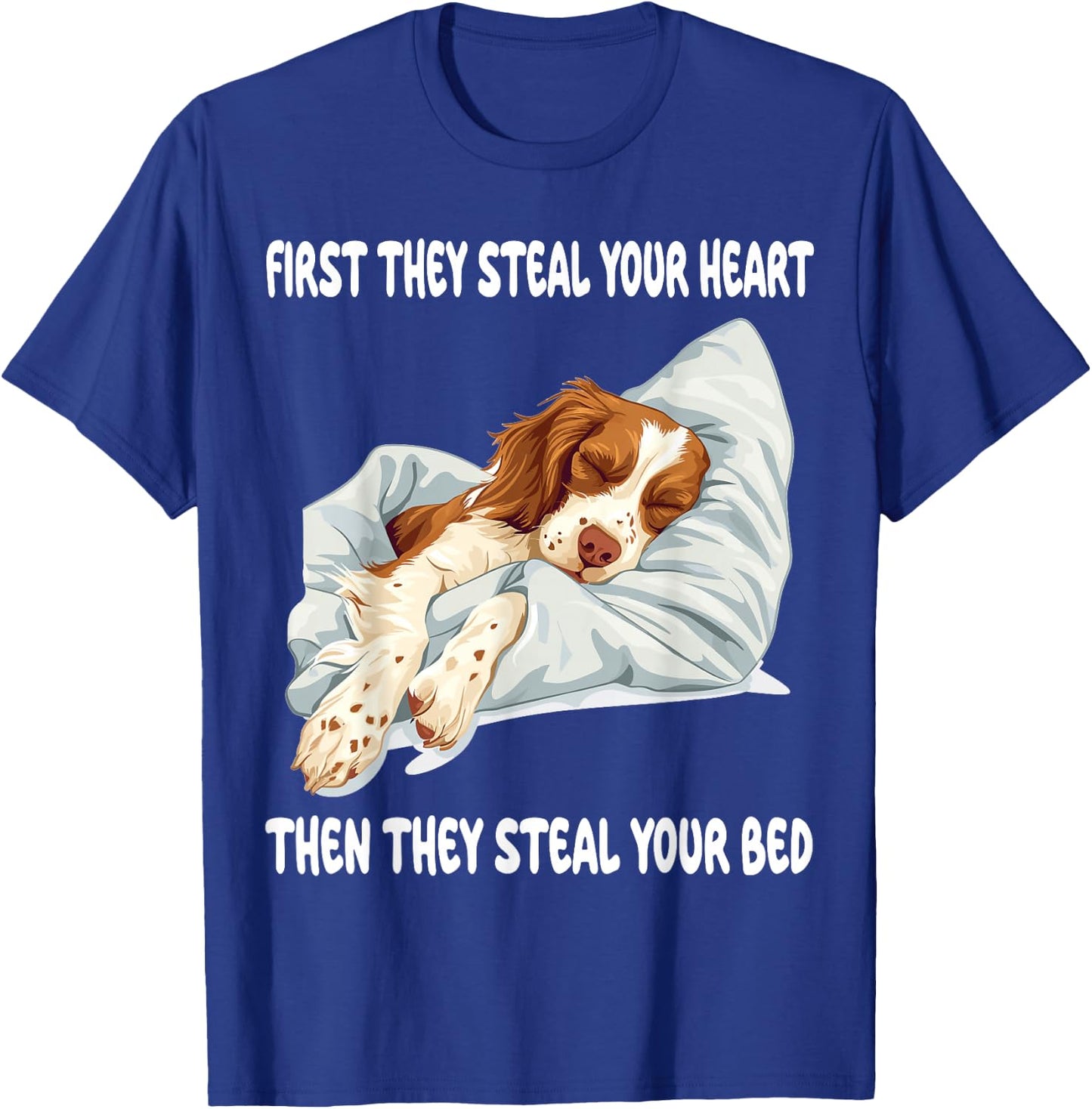 Brittany Spaniel Sleeping Pajamas Nightgown T-Shirt - T-Shirt | Royal