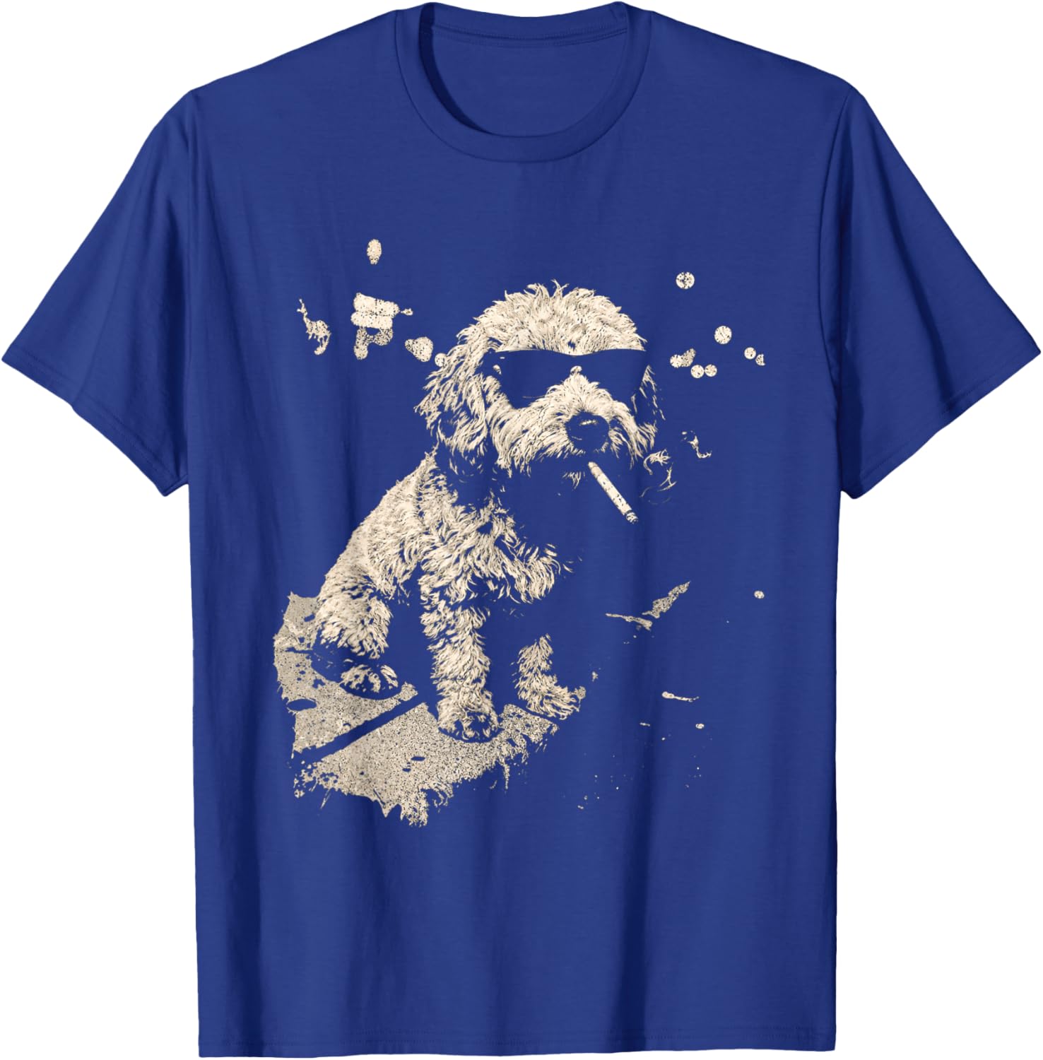 Funny Dog Smoking Goldendoodle Cigarette Cool Dog Design T-Shirt - T-Shirt | Royal