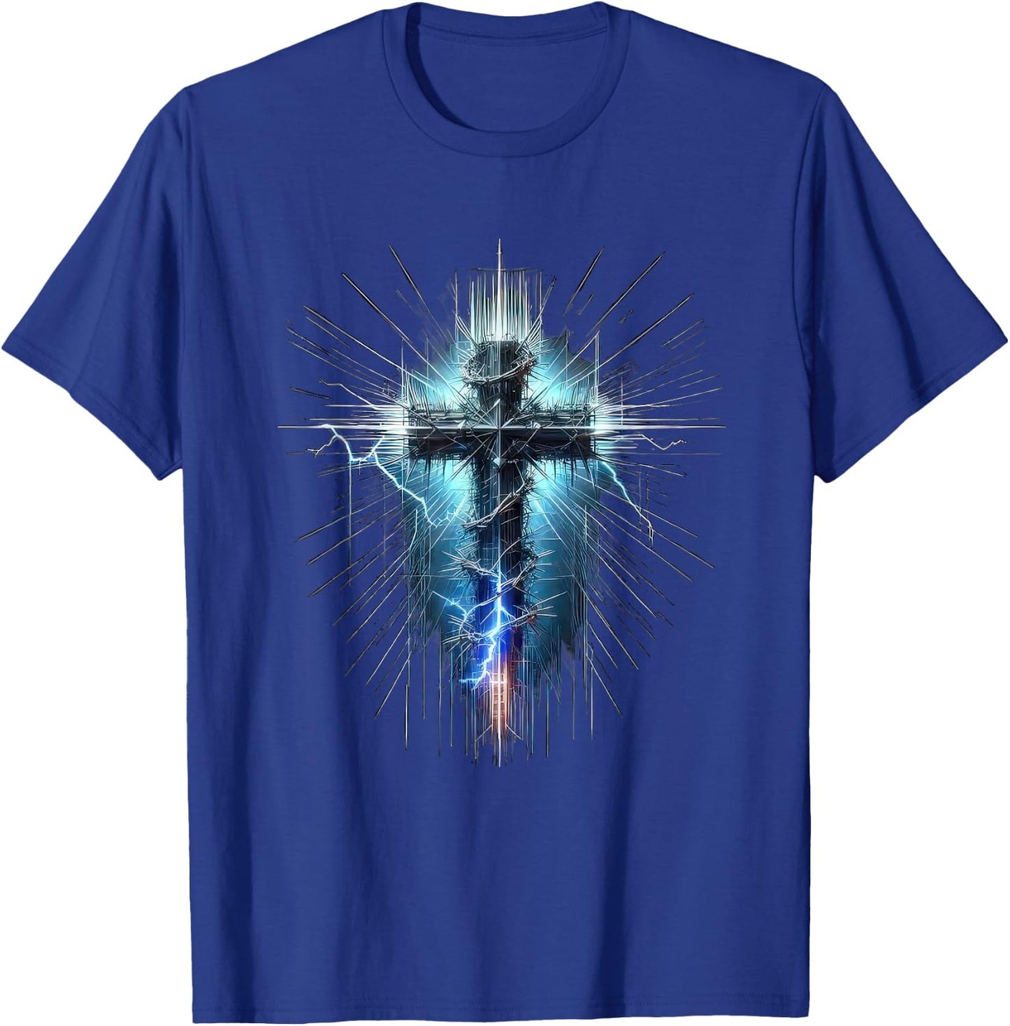 Christian Cross Punk Art Style Distressed Crown of thorns T-Shirt - T-Shirt | Royal