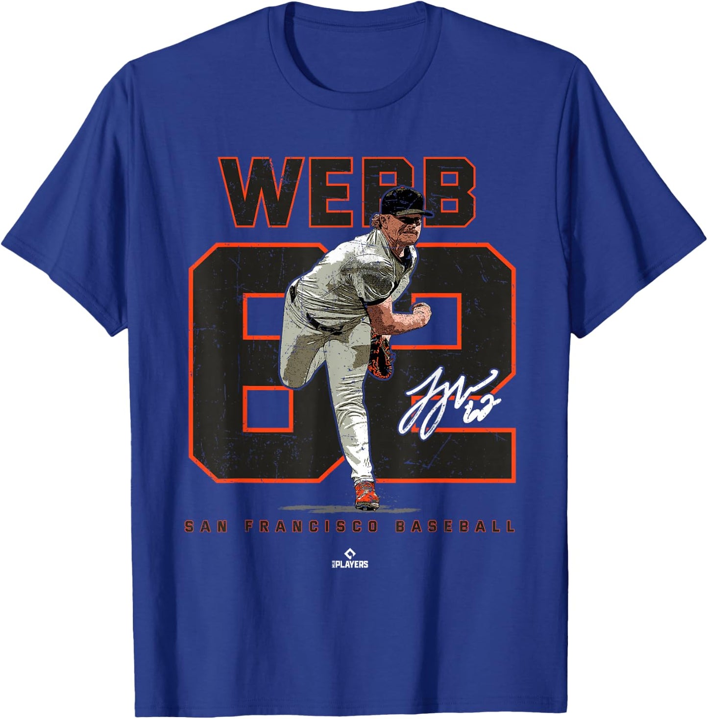 Number and Portrait Logan Webb San Francisco MLBPA T-Shirt - T-Shirt | Royal