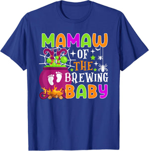 Mamaw of Brewing Baby Halloween Theme Baby Shower Spooky T-Shirt - T-Shirt | Royal