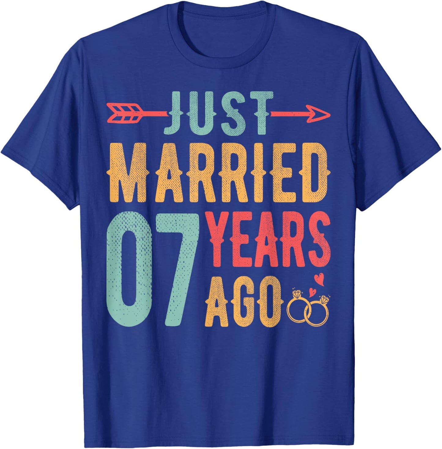 Just Married 7 Years Ago - 7th Wedding Anniversary Couple T-Shirt - T-Shirt | Royal