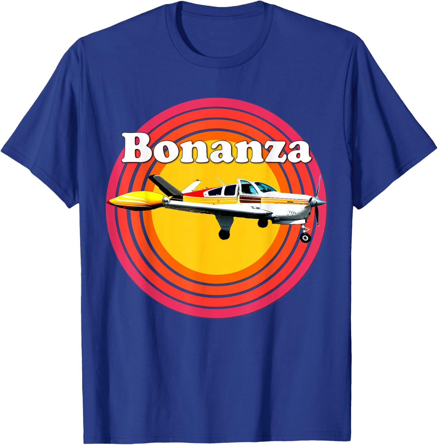 Vintage Bonanza Airplane, Prop Plane, Retro Aircraft T-Shirt - T-Shirt | Royal