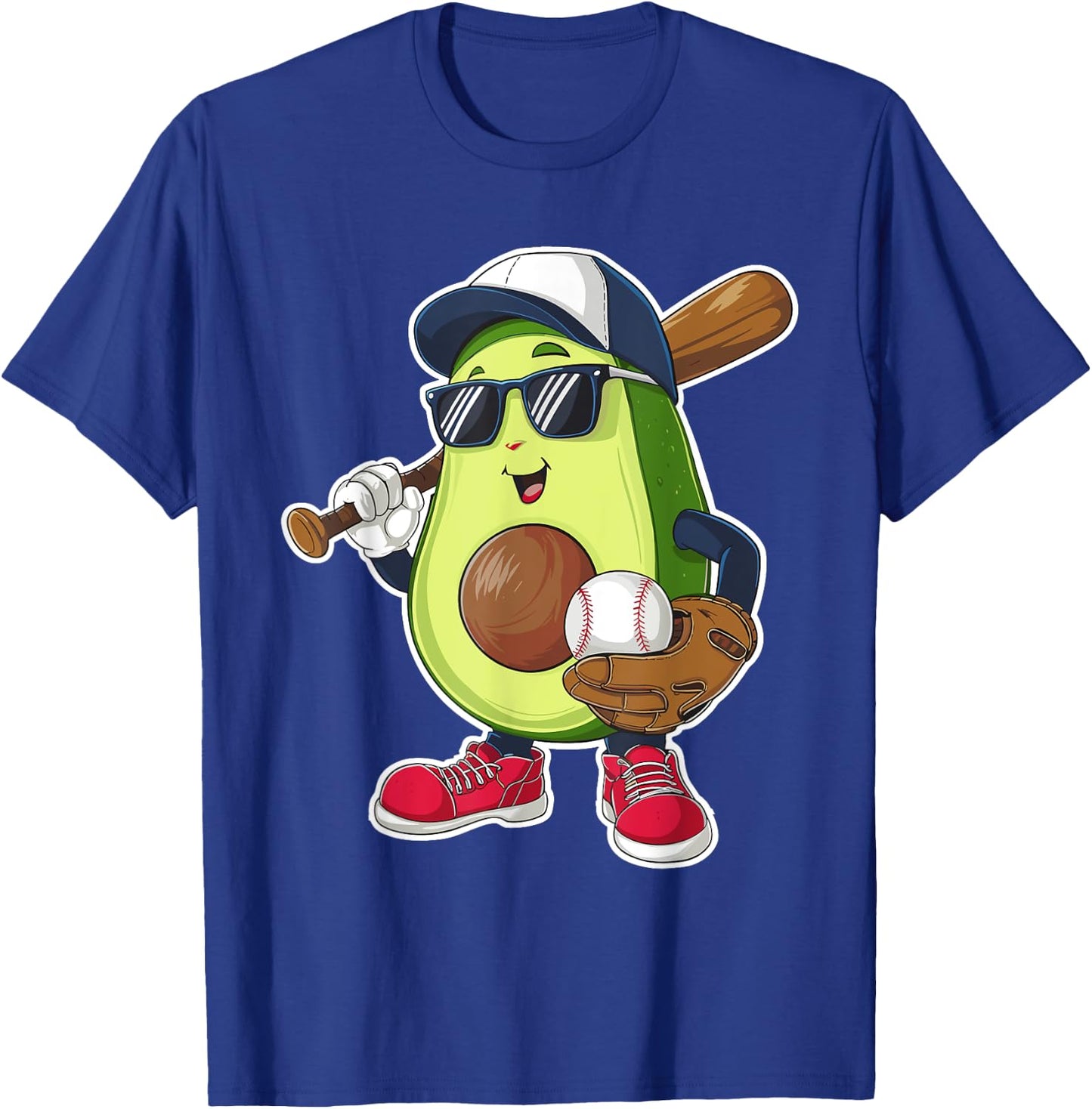 Sport Fruit Cute Avocado Baseball Player Avocado Softball T-Shirt - T-Shirt | Royal