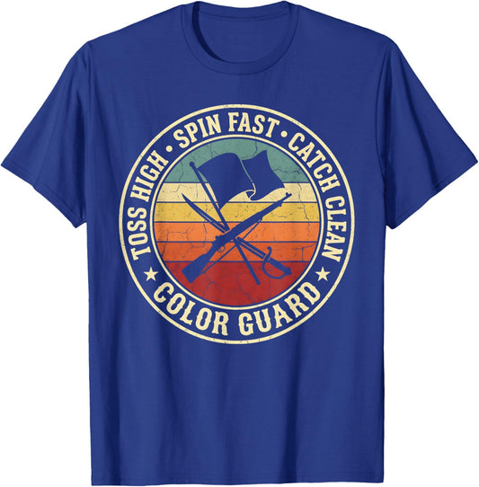 Toss High Spin Fast Catch Clean Color Guard T-Shirt - T-Shirt | Royal