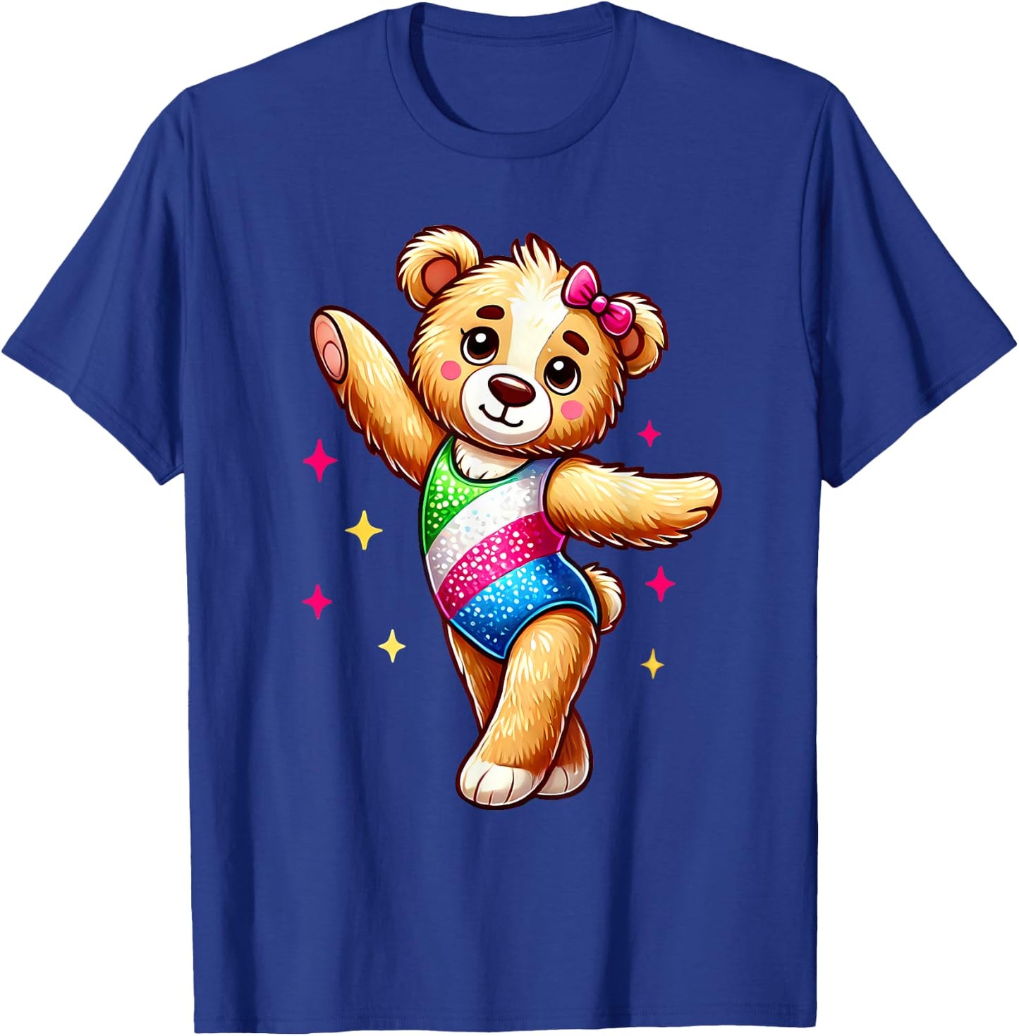 Teddy Bear Gymnastics Cute Tiny Gymnast Bear Cute Gym Moves T-Shirt - T-Shirt | Royal