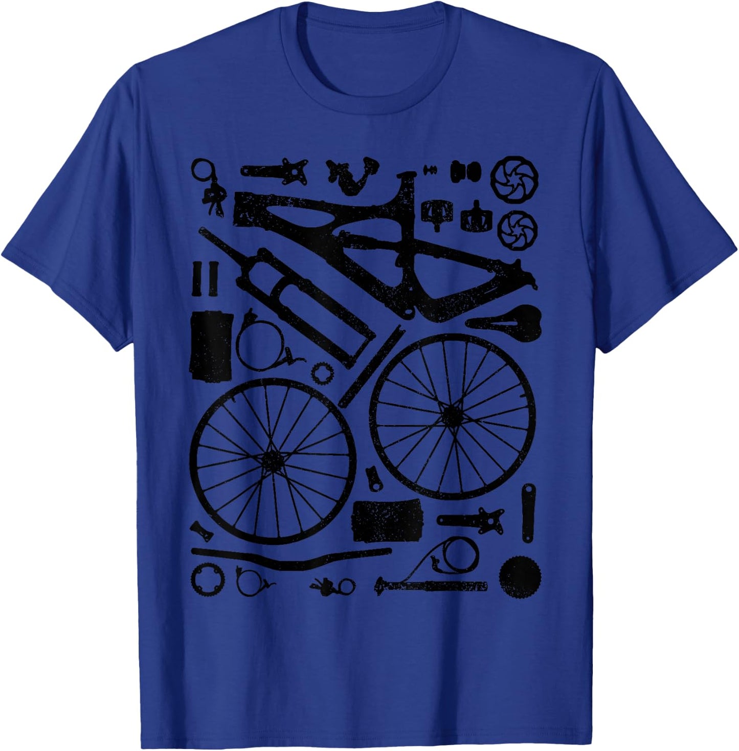 Mountain Bike Parts MTB Bicycle Cycling Downhill Biker T-Shirt - T-Shirt | Royal