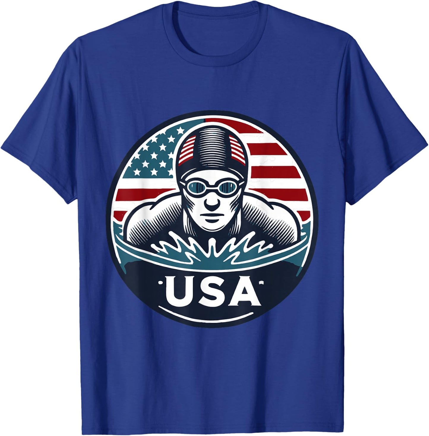 Team USA Olympic Swimmer Graphic Design T-Shirt - T-Shirt | Royal