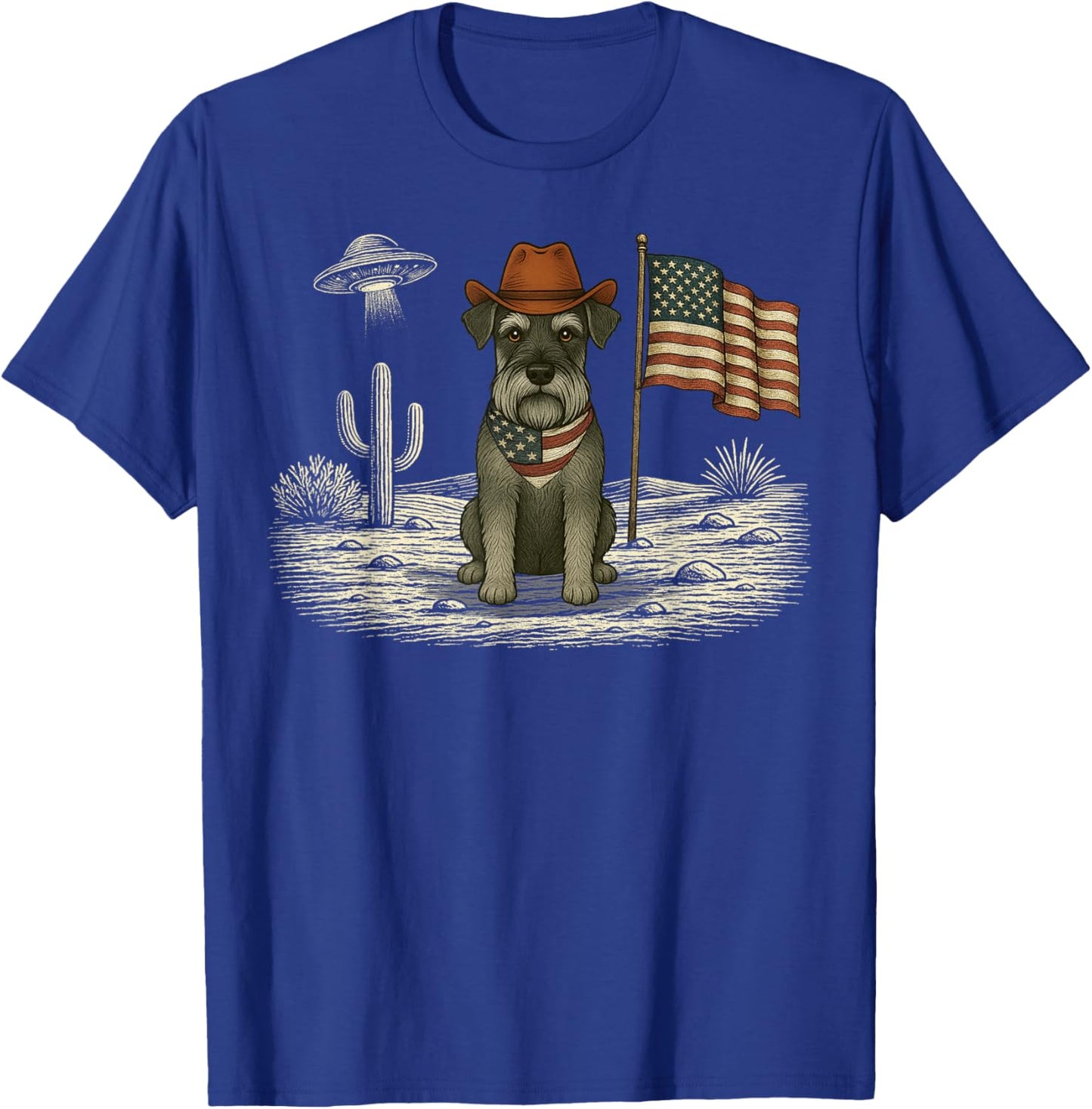 Miniature Schnauzer 4th of July US American Flag Patriotic T-Shirt - T-Shirt | Royal