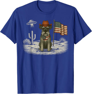 Miniature Schnauzer 4th of July US American Flag Patriotic T-Shirt - T-Shirt | Royal