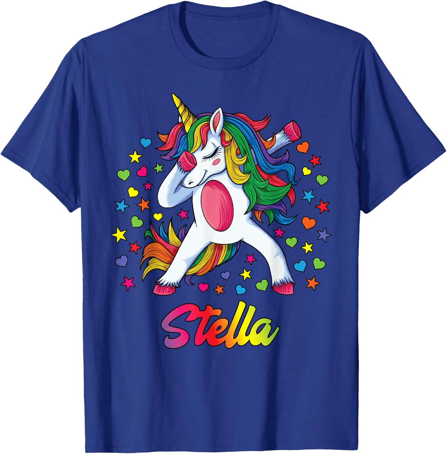 Stella Personalised Name Unicorn Girl Gift T-Shirt - T-Shirt | Royal