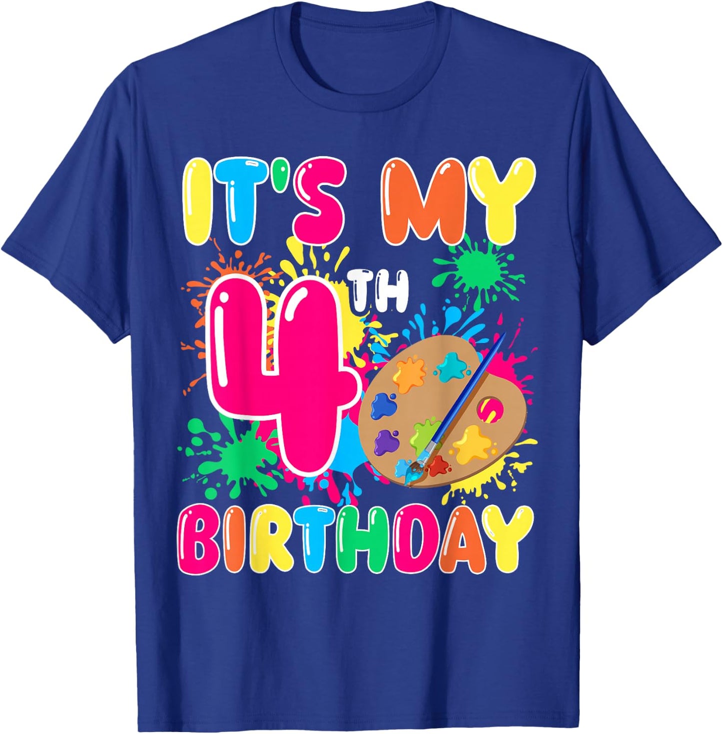 It's My 4th Birthday Painting Art 4 Year Old Bday Artist T-Shirt - T-Shirt | Royal