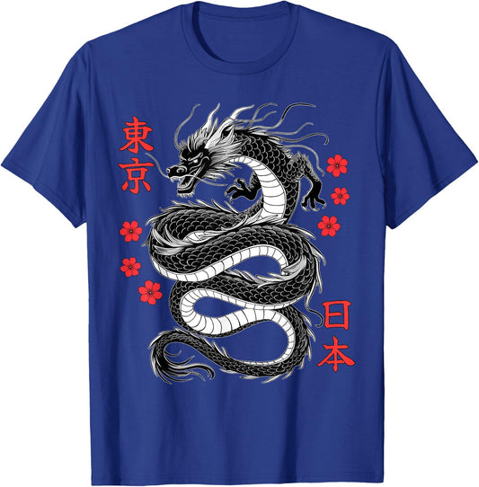 Japanese Dragon Tokyo Japan 80's Asian Mythical Anime Tattoo T-Shirt - T-Shirt | Royal