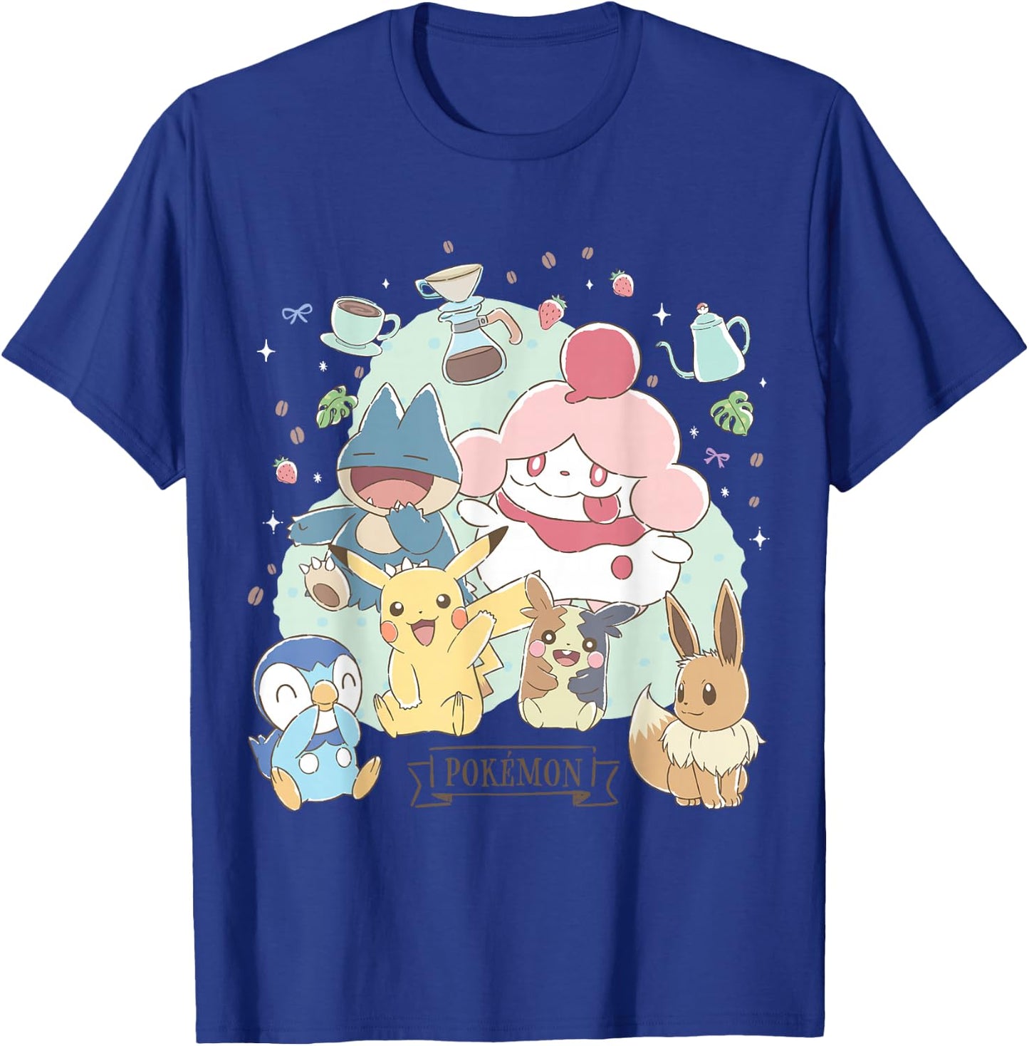 Pokémon - Cafe Pika Eevee Piplup Munchlax Morpeko Slurpuff T-Shirt - T-Shirt | Royal