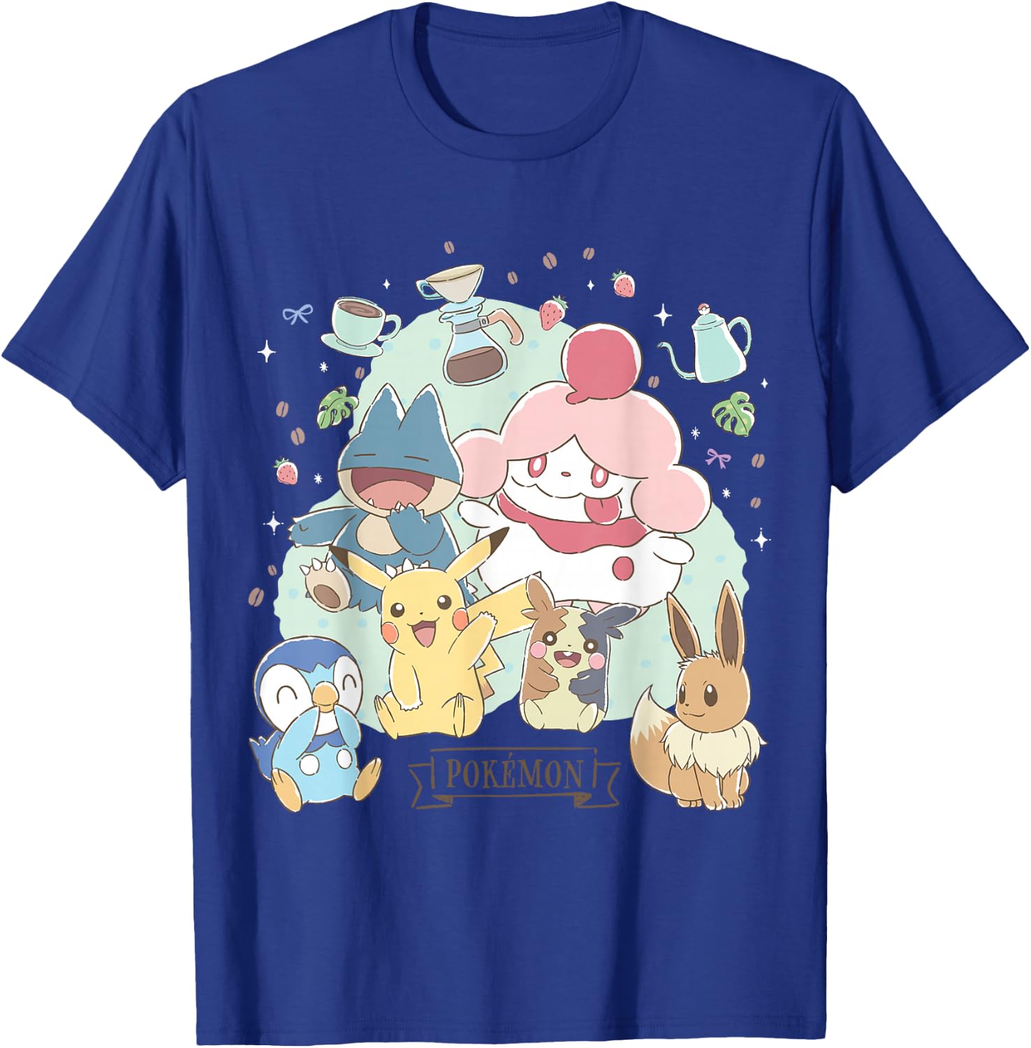 Pokémon - Cafe Pika Eevee Piplup Munchlax Morpeko Slurpuff T-Shirt - T-Shirt | Royal