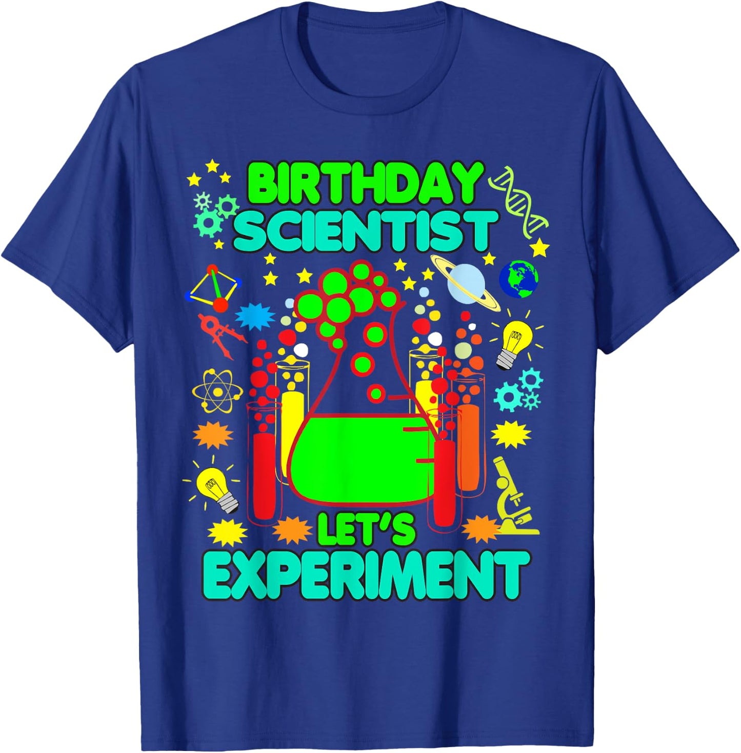 Birthday Shrit For Boys Girls Science Theme Let's Experiment T-Shirt - T-Shirt | Royal