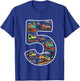 Kids 5 Year Old Boy Trains Birthday 5th Birthday Locomotive Train T-Shirt - T-Shirt | Royal