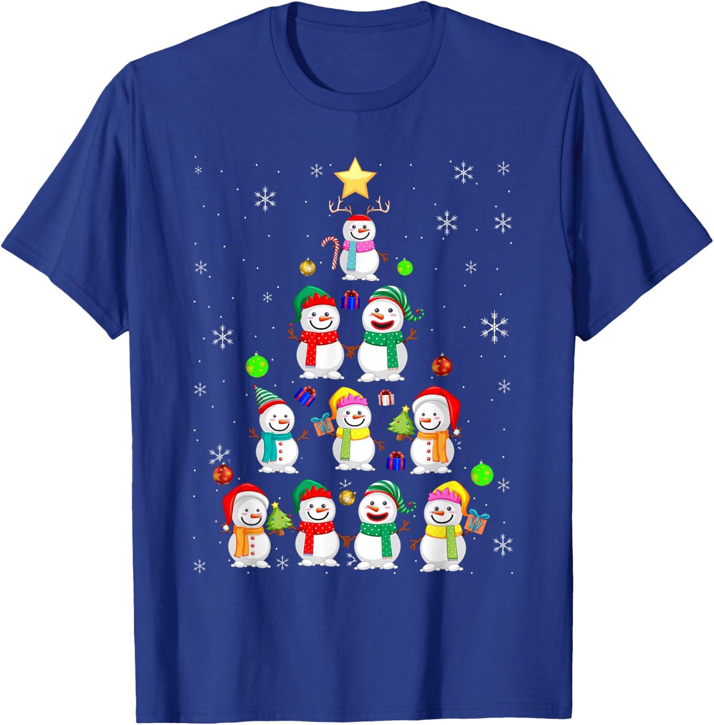Funny Snowman Christmas Tree Ornament Decor T-Shirt - T-Shirt | Royal