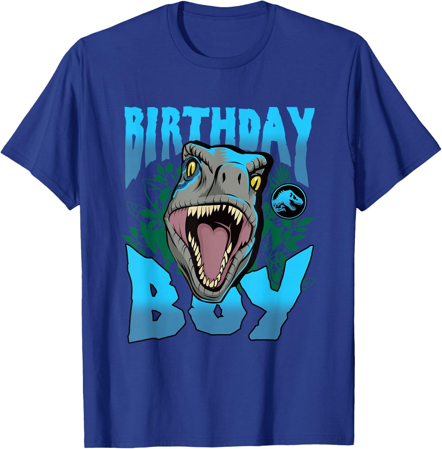 Jurassic World Birthday Boy Roaring Velociraptor Blue Logo T-Shirt - T-Shirt | Royal