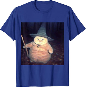 Wizard Cat Weird Funny Halloween Cat Meme T-Shirt - T-Shirt | Royal