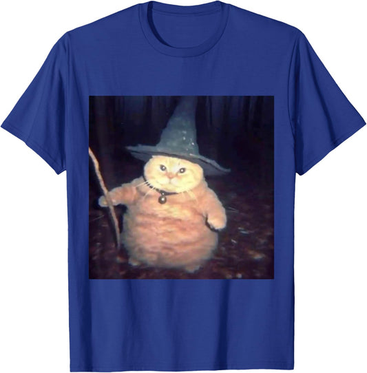 Wizard Cat Weird Funny Halloween Cat Meme T-Shirt - T-Shirt | Royal