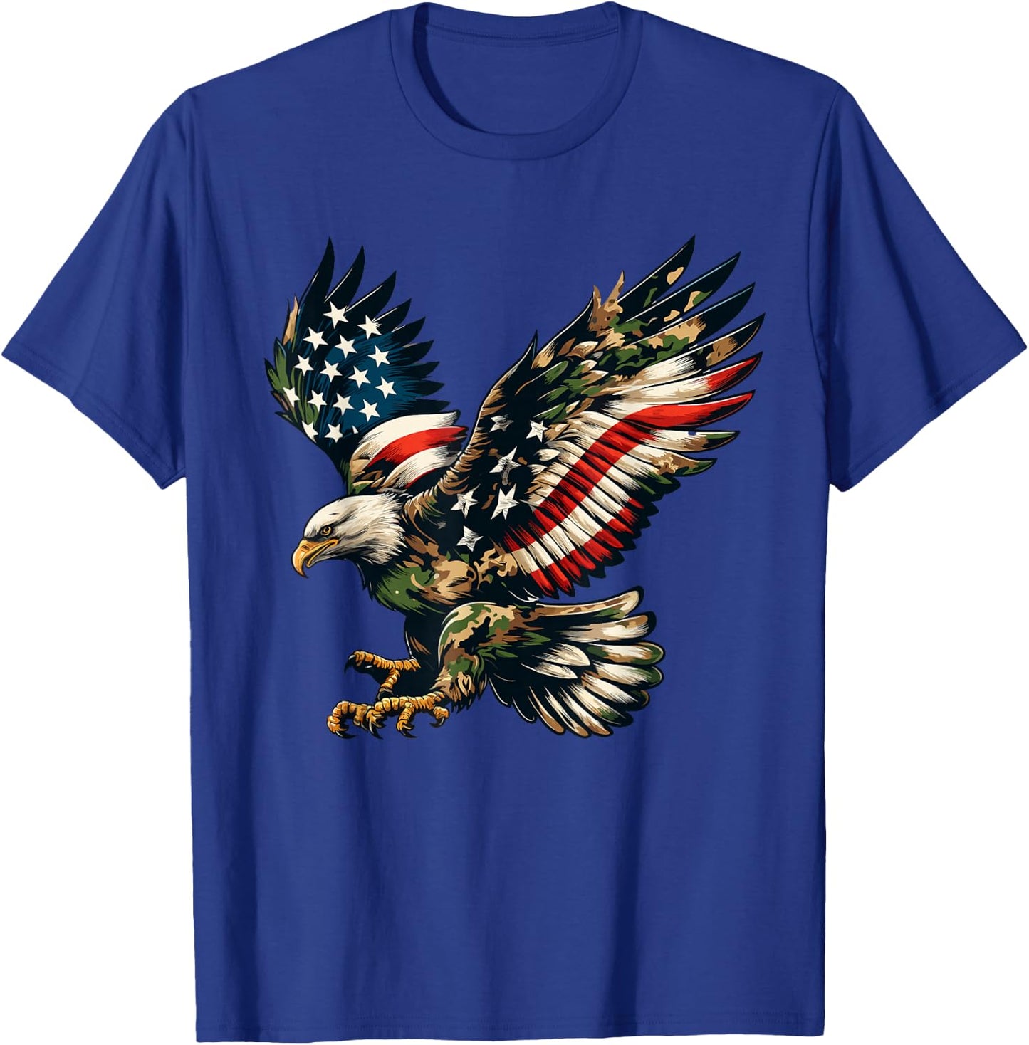 Eagle Patriotic Camo American Flag USA Camouflage USA Flag T-Shirt - T-Shirt | Royal