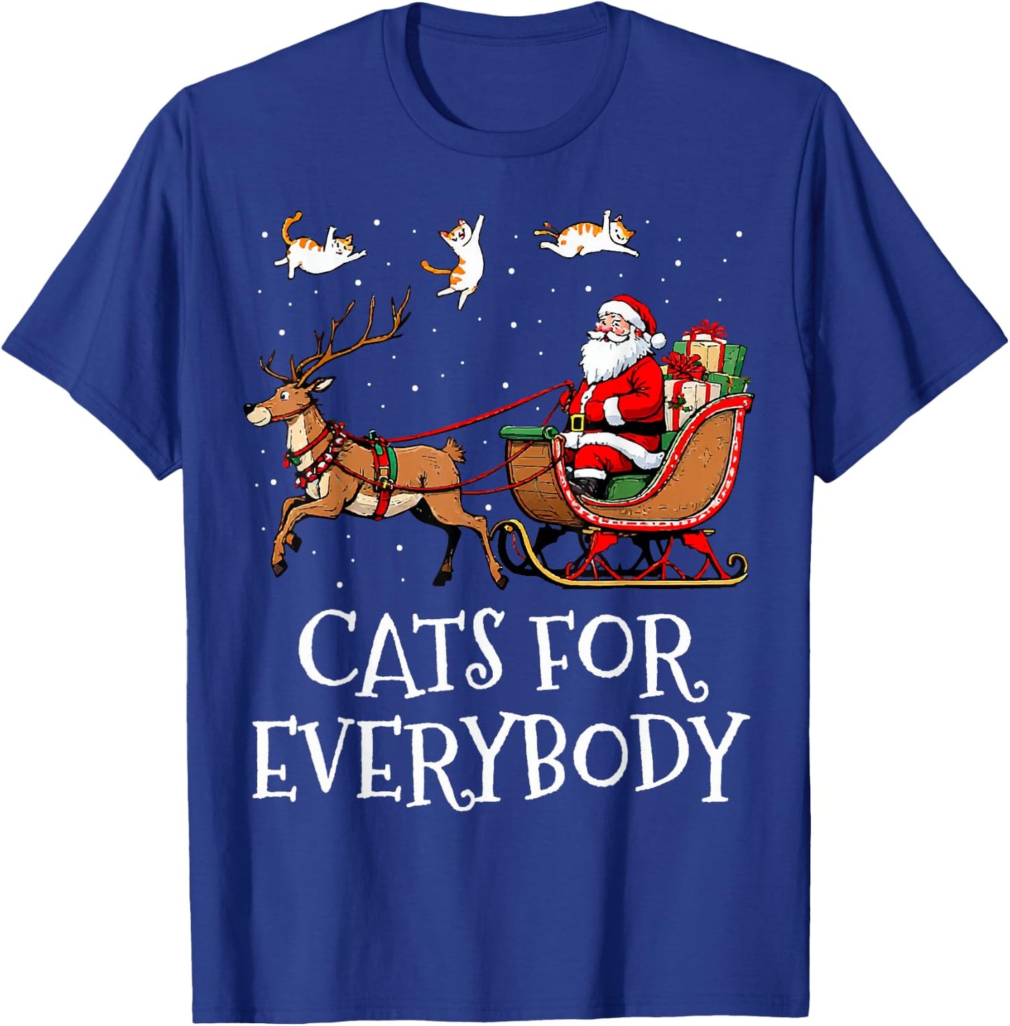 Cats For Everybody Christmas Cat Funny Xmas Women Santa T-Shirt - T-Shirt | Royal