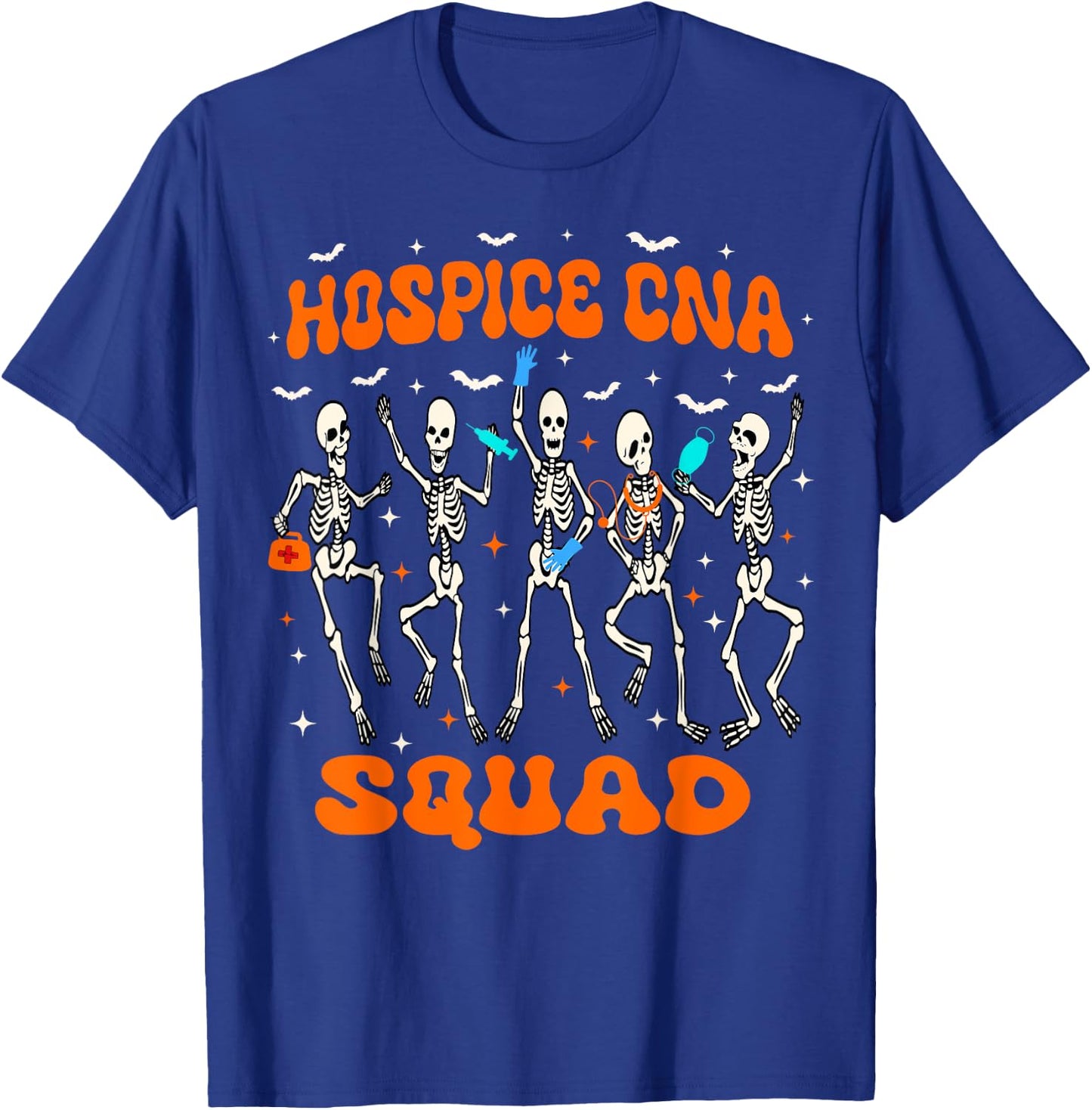 Hospice CNA Squad Halloween Skeleton Stethoscope Bandage T-Shirt - T-Shirt | Royal