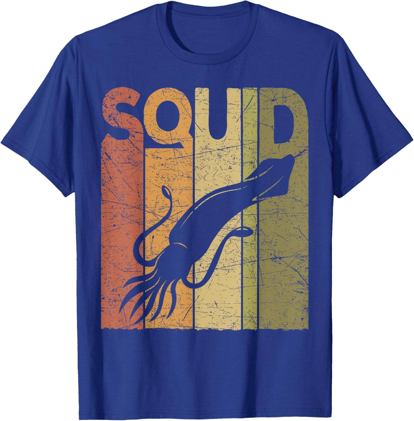 Squid Vintage Squid Fishing Retro Seafood Squid Lover T-Shirt - T-Shirt | Royal