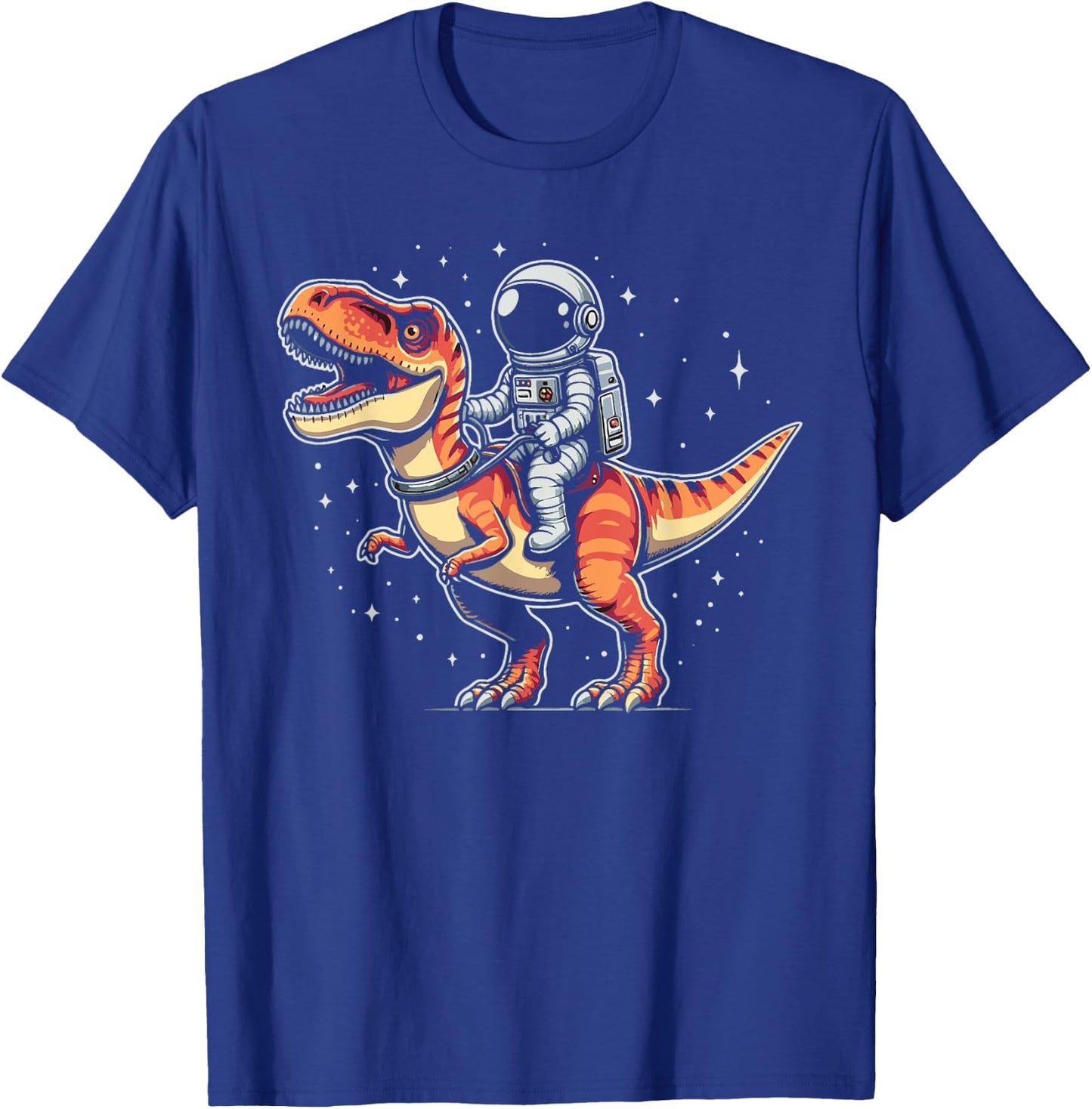 Astronaut Riding T-Rex Dinosaur Spaceman Cosmonaut T-Shirt - T-Shirt | Royal