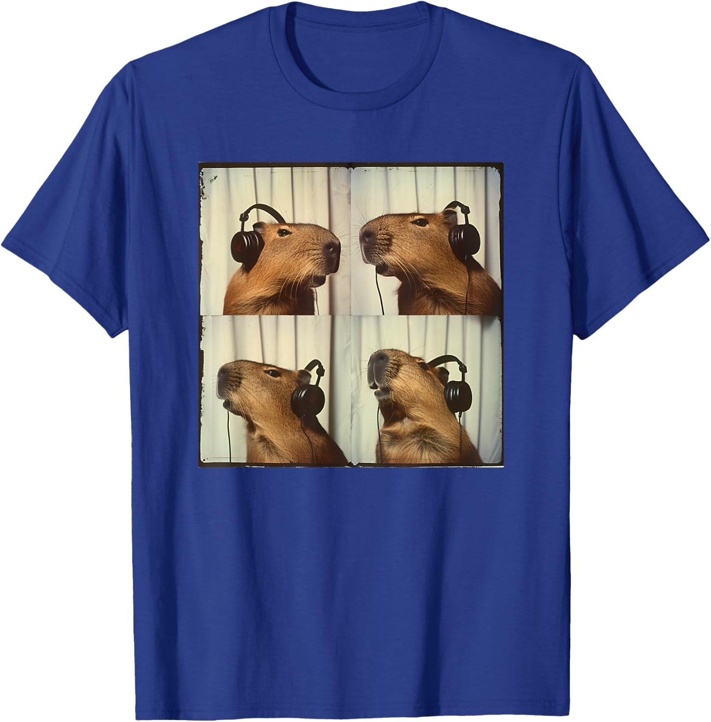 Capybara In Headphones Cute Capy Lover ADHD Autism Sensory T-Shirt - T-Shirt | Royal