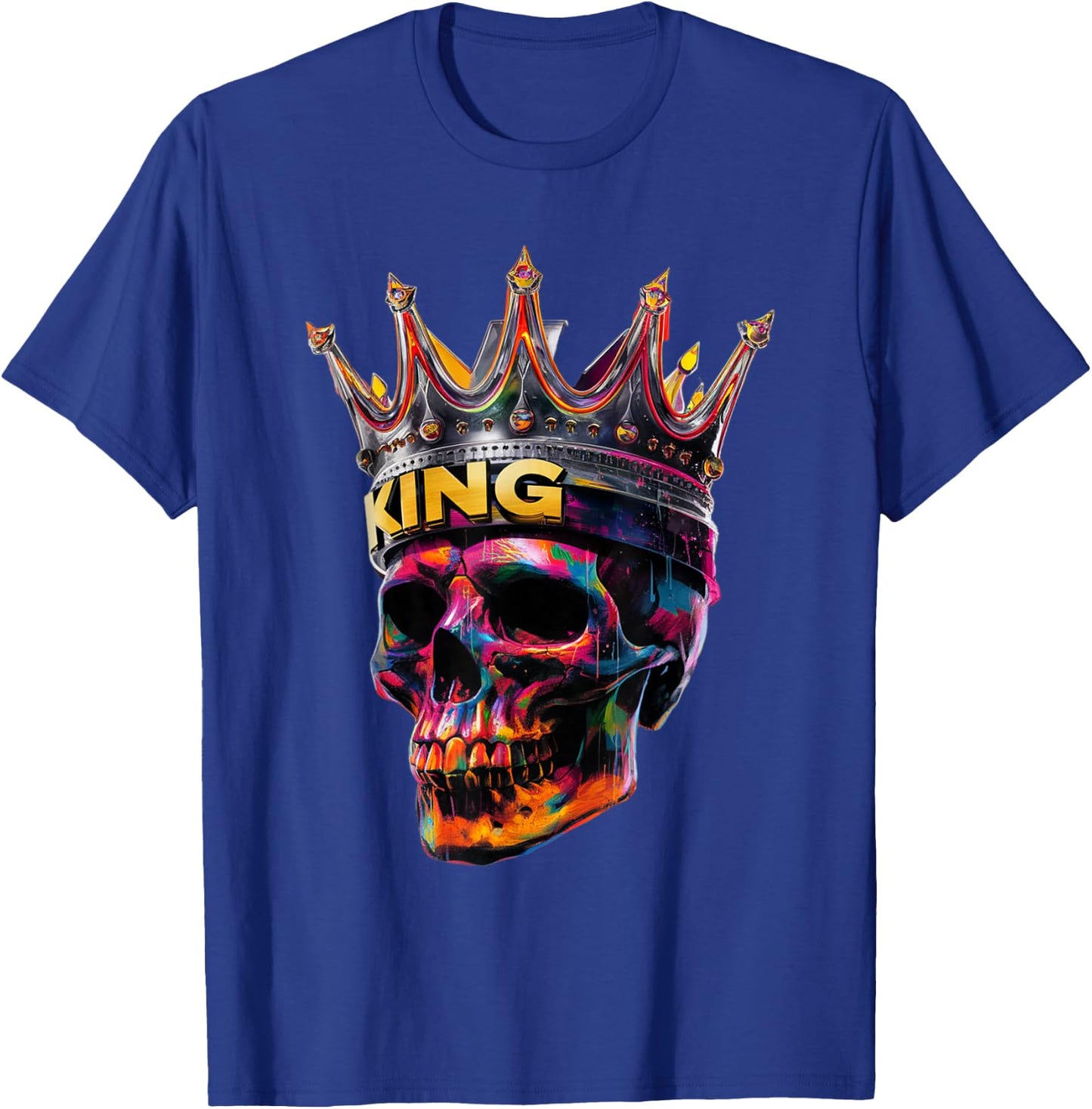 King Skull Head Crown Portrait Birthday Halloween Party T-Shirt - T-Shirt | Royal