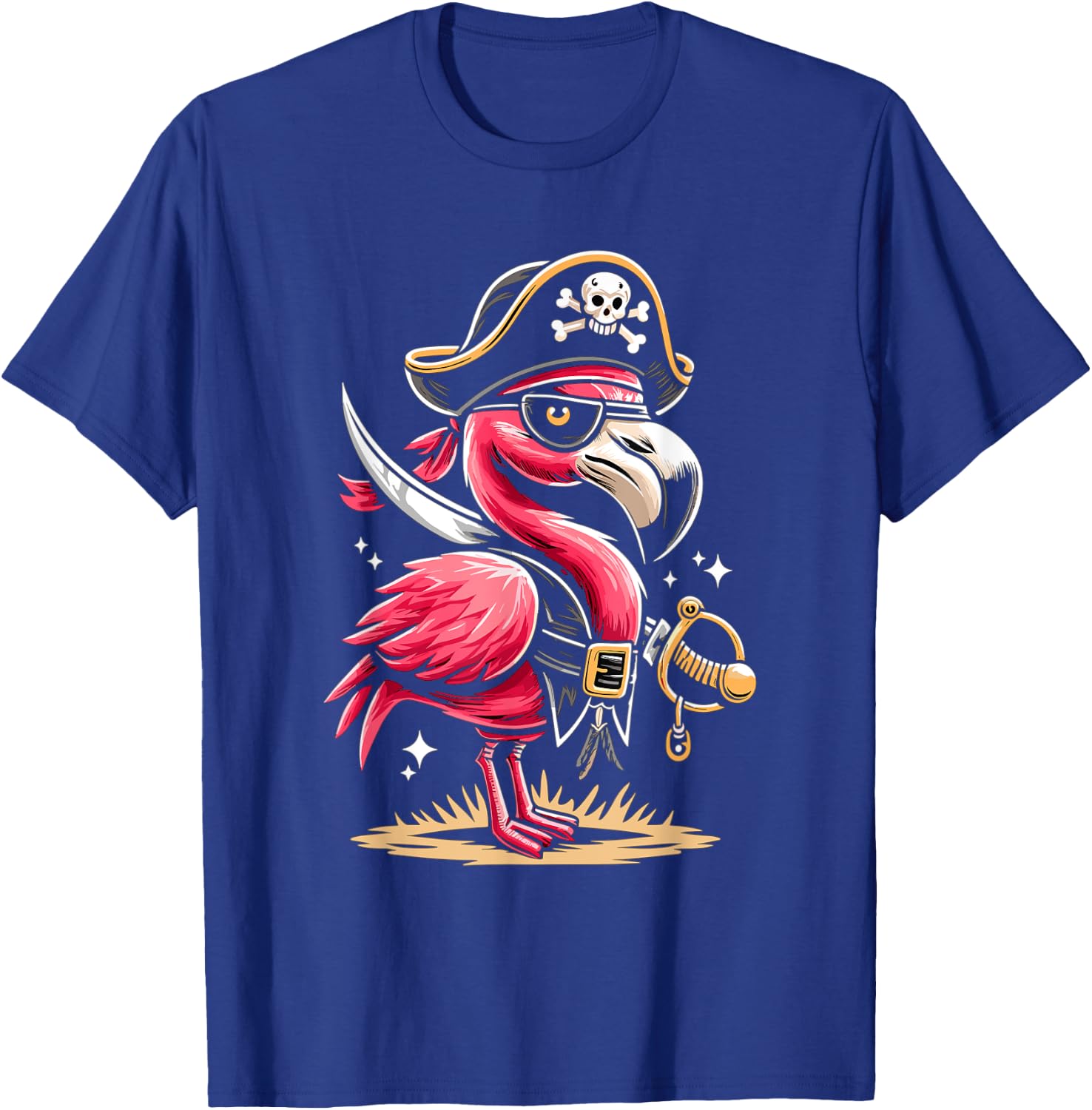 Pirate Flamingo Funny Halloween Party T-Shirt - T-Shirt | Royal