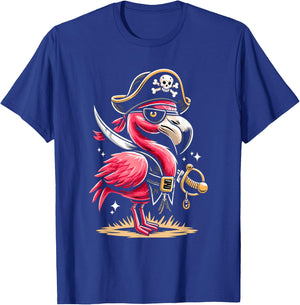 Pirate Flamingo Funny Halloween Party T-Shirt - T-Shirt | Royal
