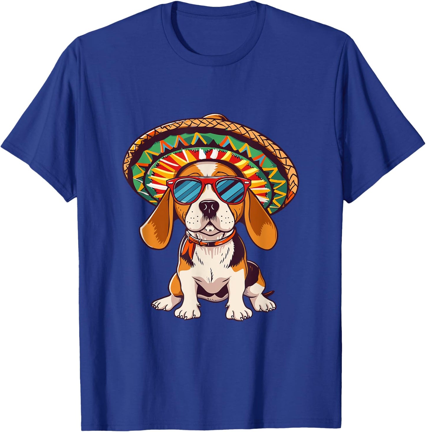 Party Beagle Dog With Sombrero | Mexico T-Shirt - T-Shirt | Royal