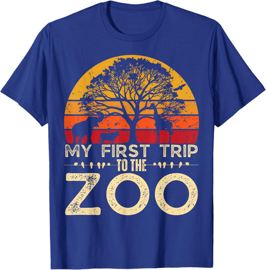 My First Trip Wild and Zoo Safari Jungle Birthday Party T-Shirt - T-Shirt | Royal