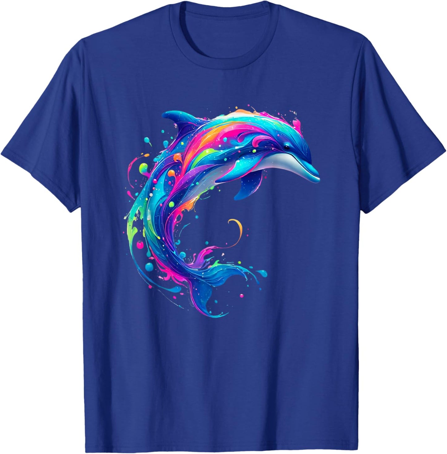 Cute Dolphin Watercolor Art Splash Ocean Animal Lover T-Shirt - T-Shirt | Royal