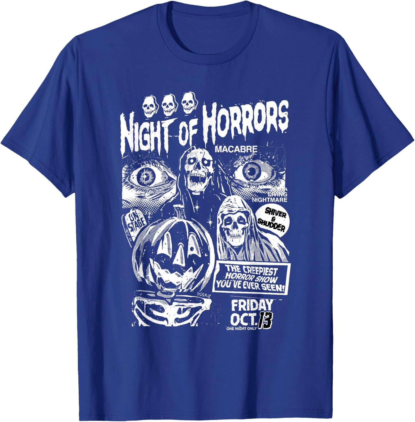 Vintage Punk Scary Night Of Horrors Ghosts Spooky Halloween T-Shirt - T-Shirt | Royal