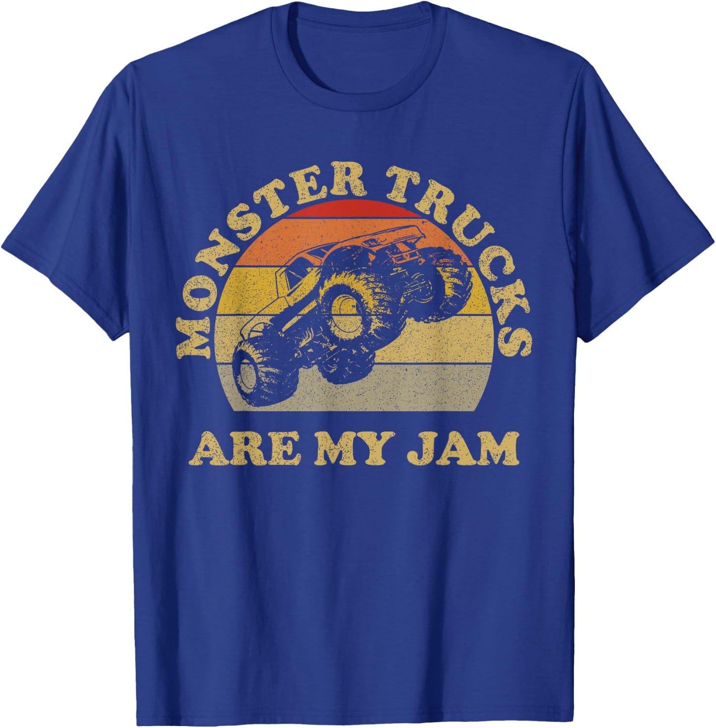 Vintage Monster Trucks Are My Jam Shirt Retro Sunset Design T-Shirt - T-Shirt | Royal