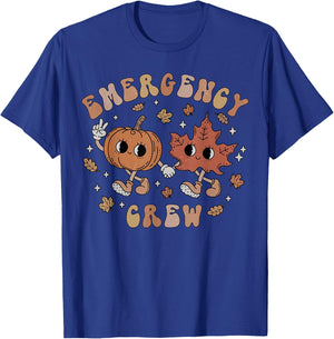 Emergency Crew Fall Emergency Room Nurse Autumn Thanksgiving T-Shirt - T-Shirt | Royal