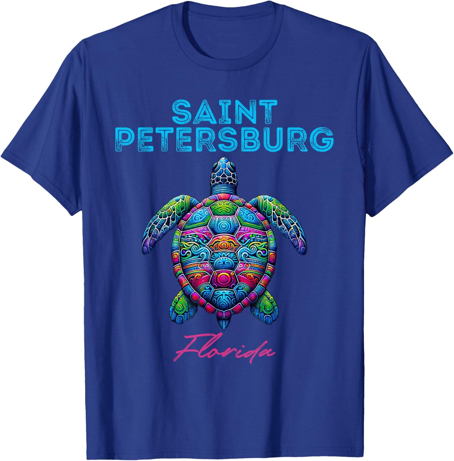 Saint Petersburg Florida Tribal Beach Sea Turtle T-Shirt - T-Shirt | Royal