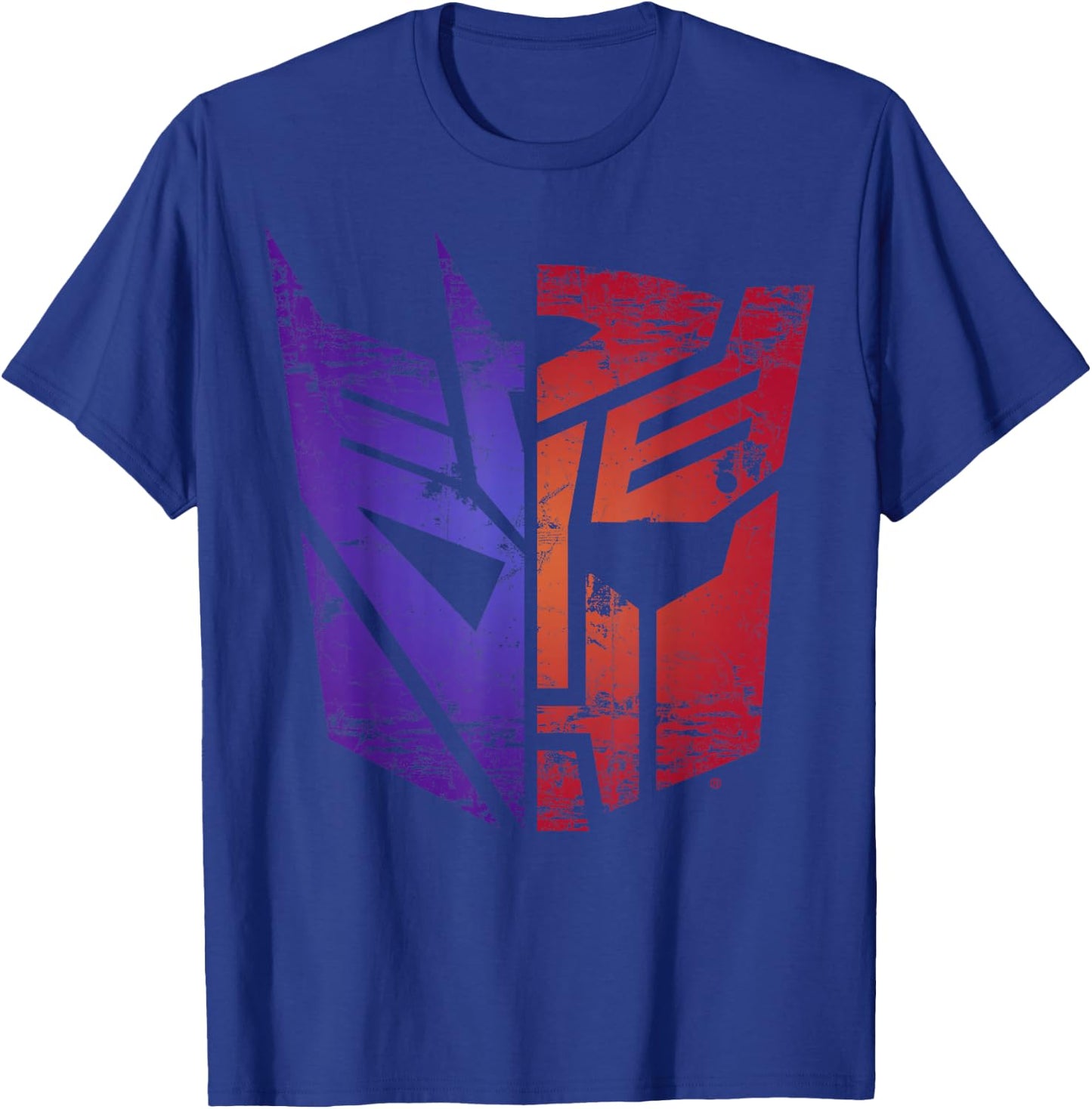 Transformers Decepticon Autobot Distressed Split Logo T-Shirt - T-Shirt | Royal