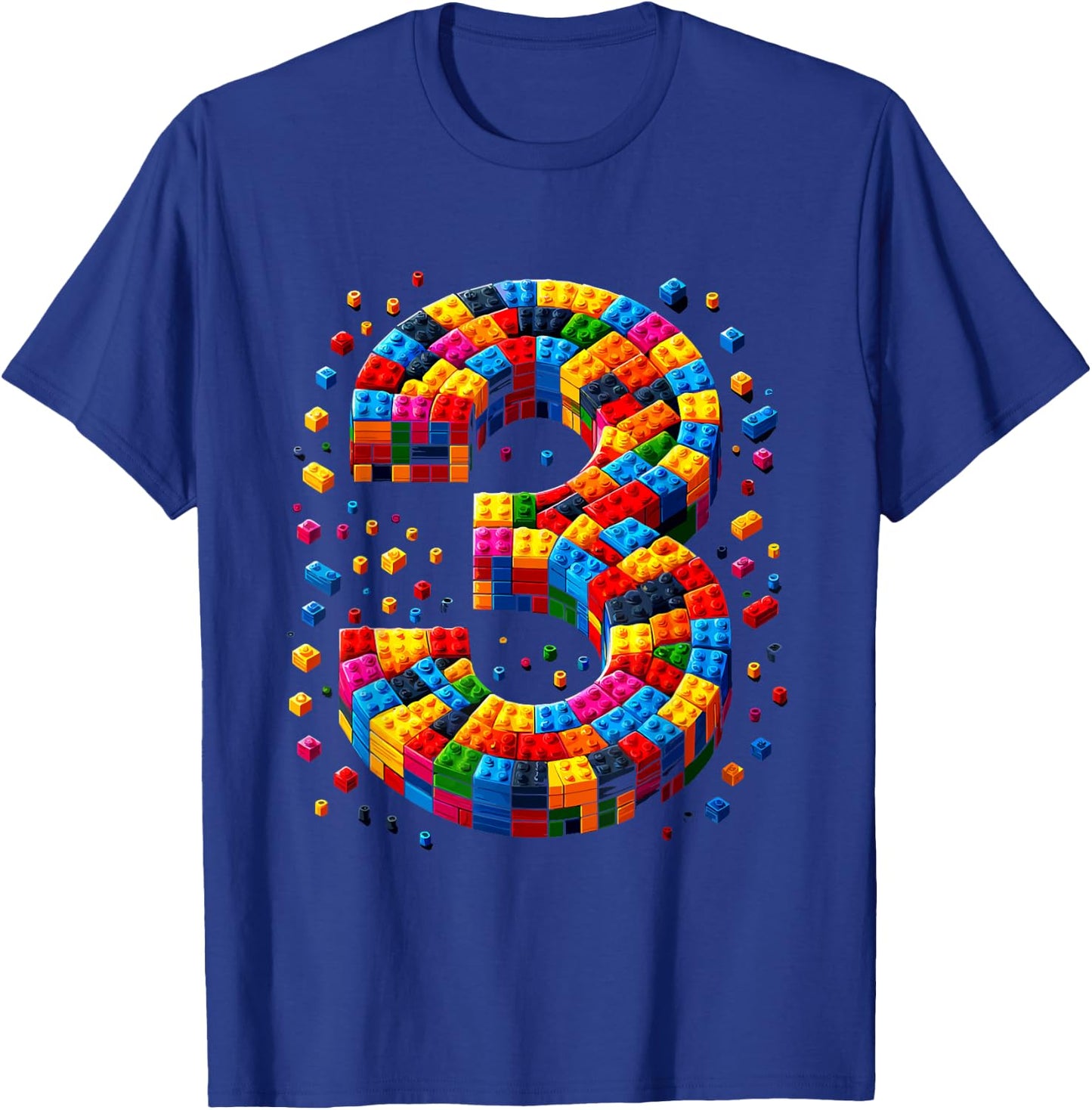 3 Year Old Blocks Building Master Builder 3th Birthday Boy T-Shirt - T-Shirt | Royal