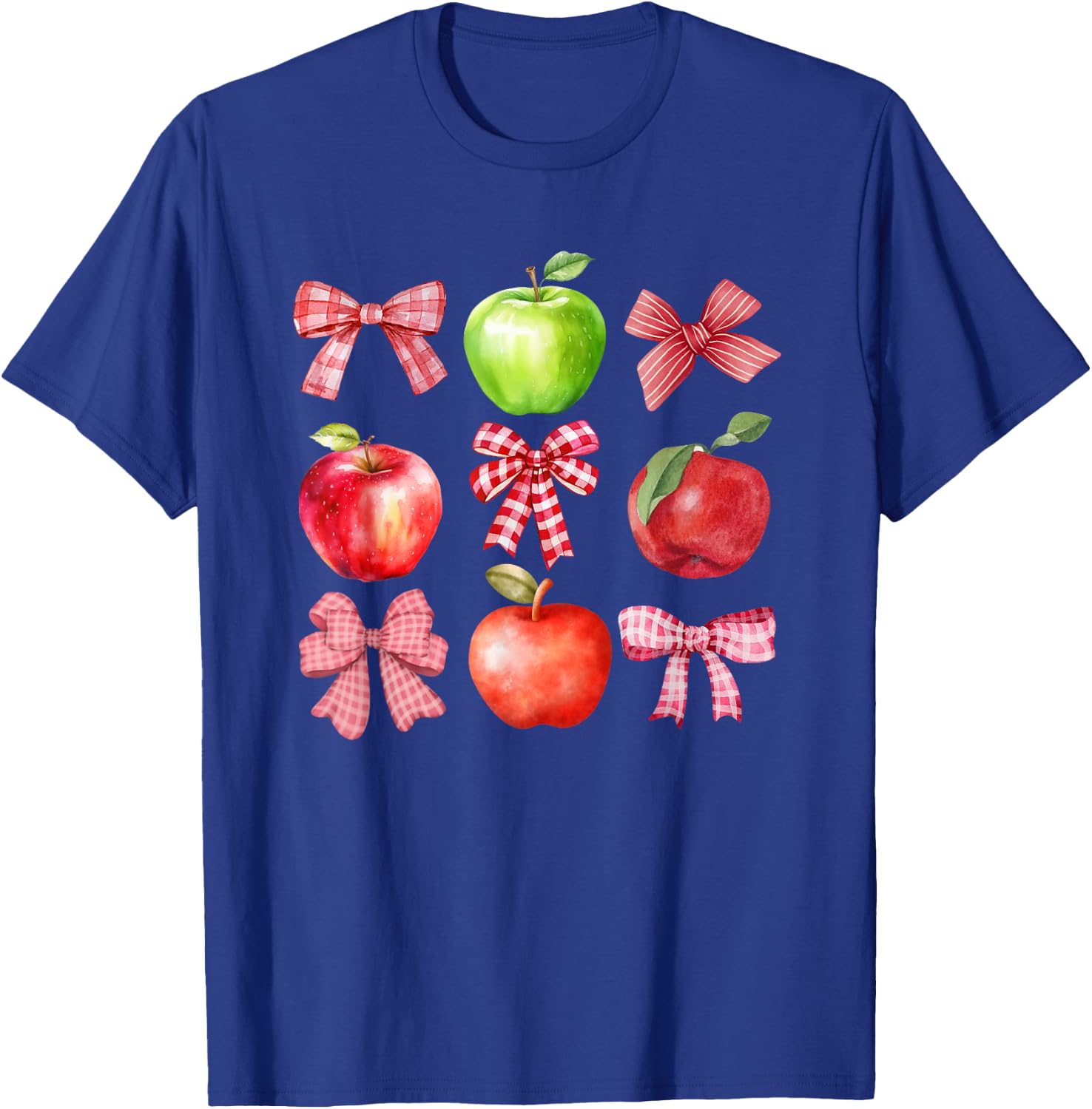 Coquette Apple Picking Crew Apple Picking Season Red Bows T-Shirt - T-Shirt | Royal