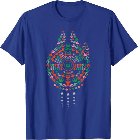 Star Wars Holiday Christmas Rebel Symbols Millennium Falcon T-Shirt - T-Shirt | Royal