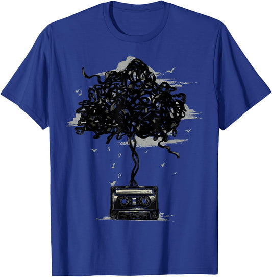 Cassette Tape Shirt 80s Cassette Tree Nature Radio Music T-Shirt - T-Shirt | Royal